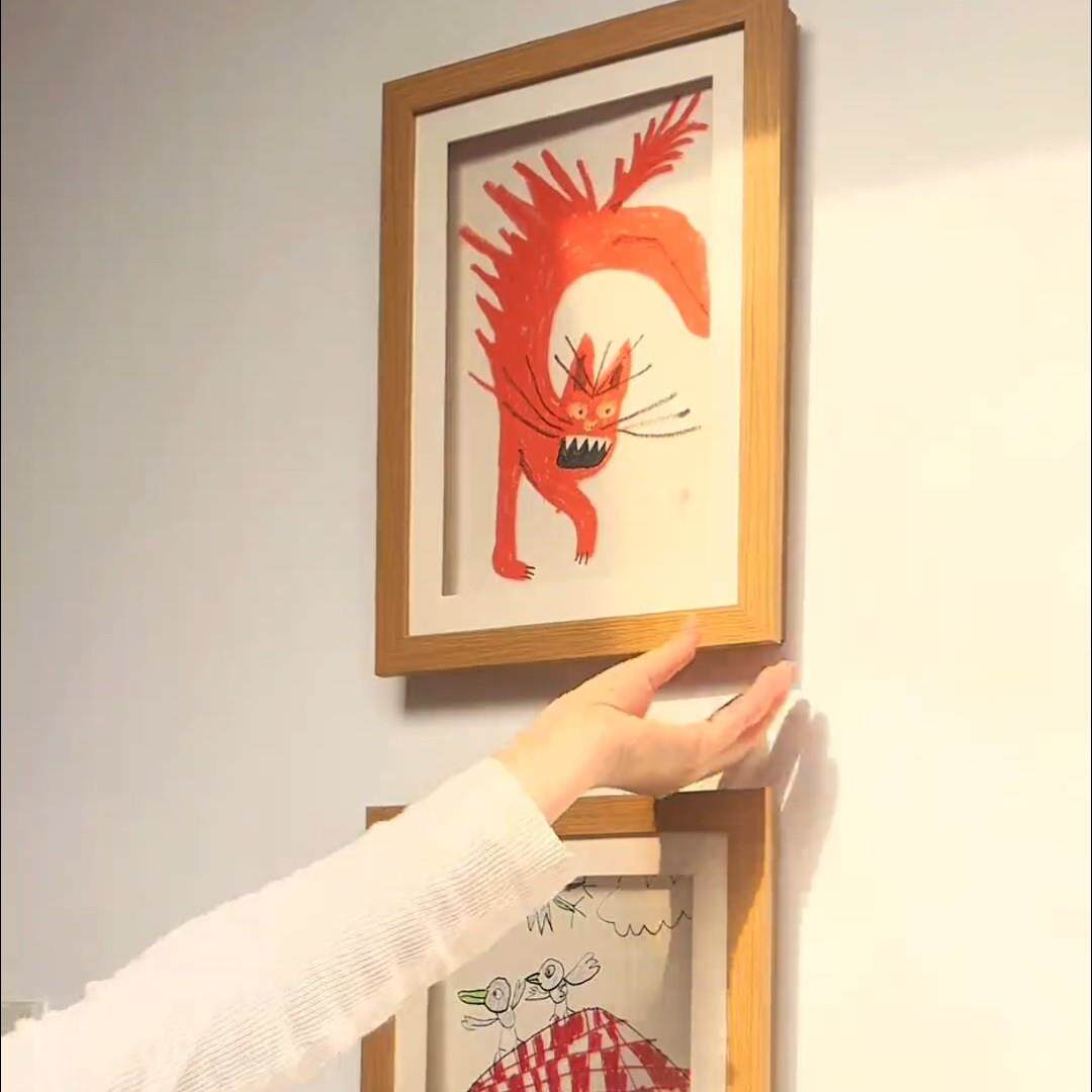 儿童画框作品裱画框翻盖磁吸展示框A4a3画纸奖状收纳儿童绘画相框