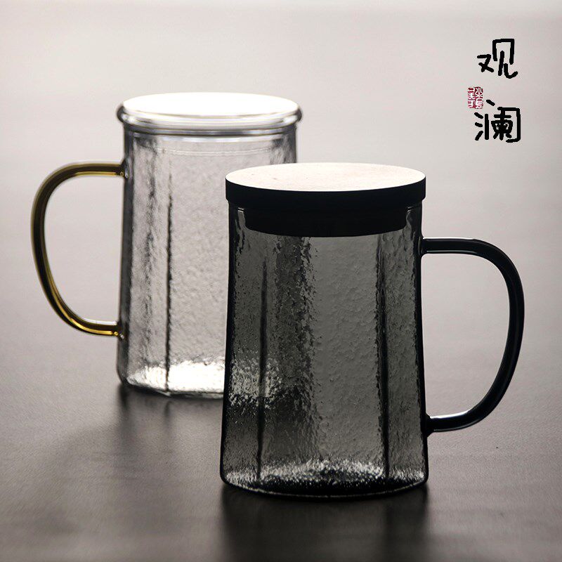 大容量玻璃杯可加热微波炉牛奶杯男女办公室泡茶杯带把手喝水杯子