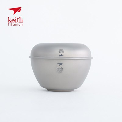 keith铠斯纯钛饭碗钛碗钛碟组合装 便携耐用露营一人一食健康餐具