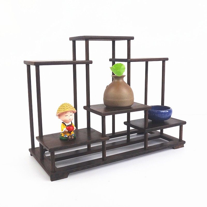 红木中式茶壶架茶具架子榫卯小博古架鸡翅实木多宝阁展示架底座架