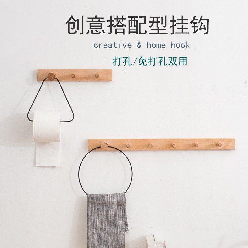 创意手工实木衣帽钩壁挂卧室玄关门后衣架免打孔墙上挂衣钩装饰品