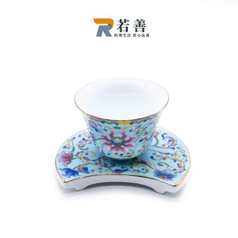 若善陶瓷茶托杯垫珐琅彩茶杯垫茶垫杯垫杯碟高档茶道配件隔热垫
