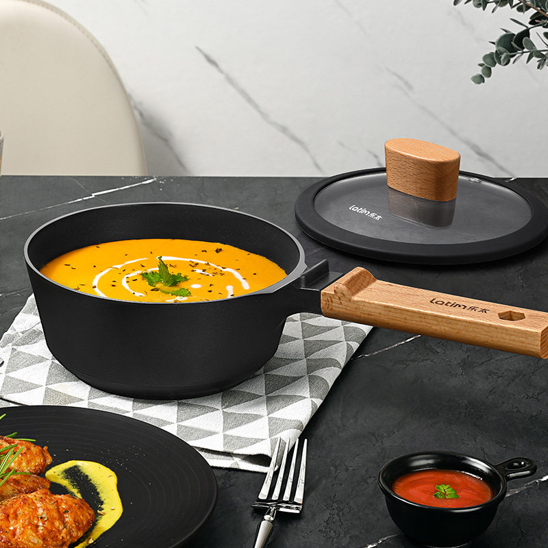 乐太钛极岩奶锅不粘锅辅食锅泡面锅一体压铸燃气灶电磁炉通用款