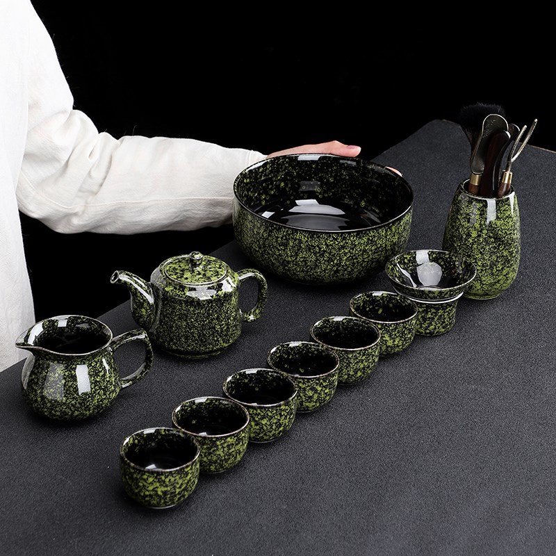 中式复古窑变陶瓷功夫茶具套装家用客厅整套茶器茶壶茶杯茶海茶洗