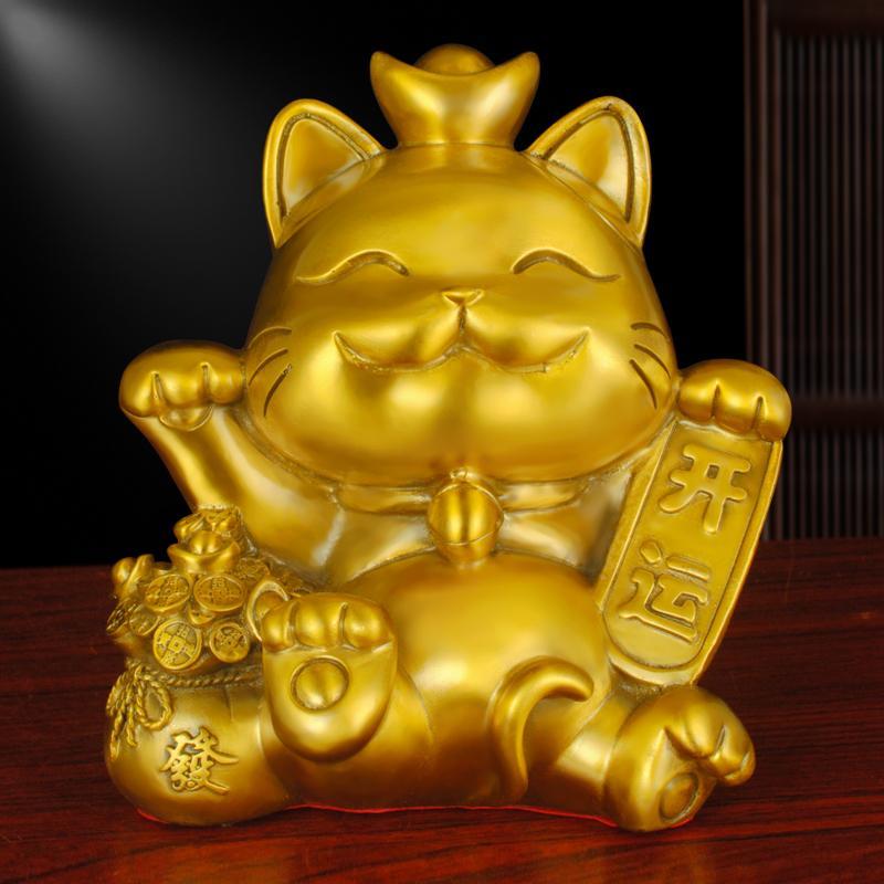 纯铜招财猫存钱罐摆件店铺开业前台收银柜台礼品家居办公室装饰品