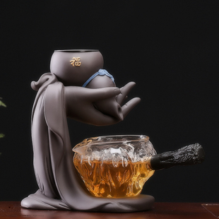 茶漏器无孔茶滤葫芦创意佛手隔网托单独紫砂纯手工公道杯茶漏一体