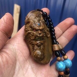 阿根廷绿檀 生肖龙手把件 木雕工艺品盘龙文玩 把玩件