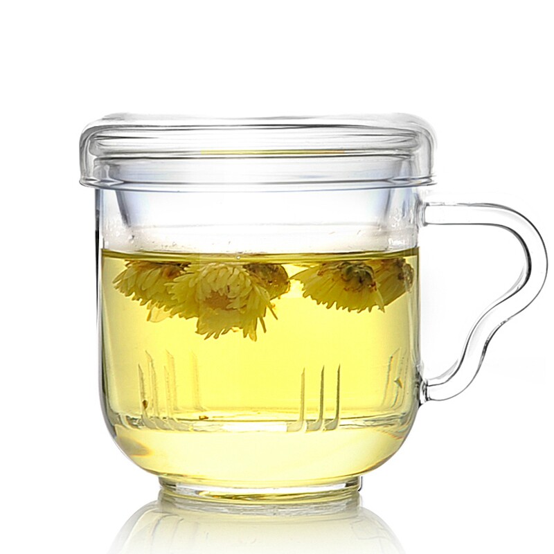 加厚玻璃杯 花茶杯水杯茶具杯子女喝水带盖茶杯 办公室过滤泡茶杯