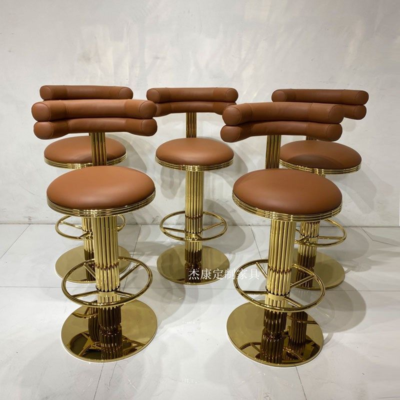 新款高端不锈钢旋转吧椅家用岛台高脚椅咖啡厅吧凳前台超前皮高椅,住宅家具,家用高脚椅,淘宝优惠券,粉丝福利购,淘宝优惠卷