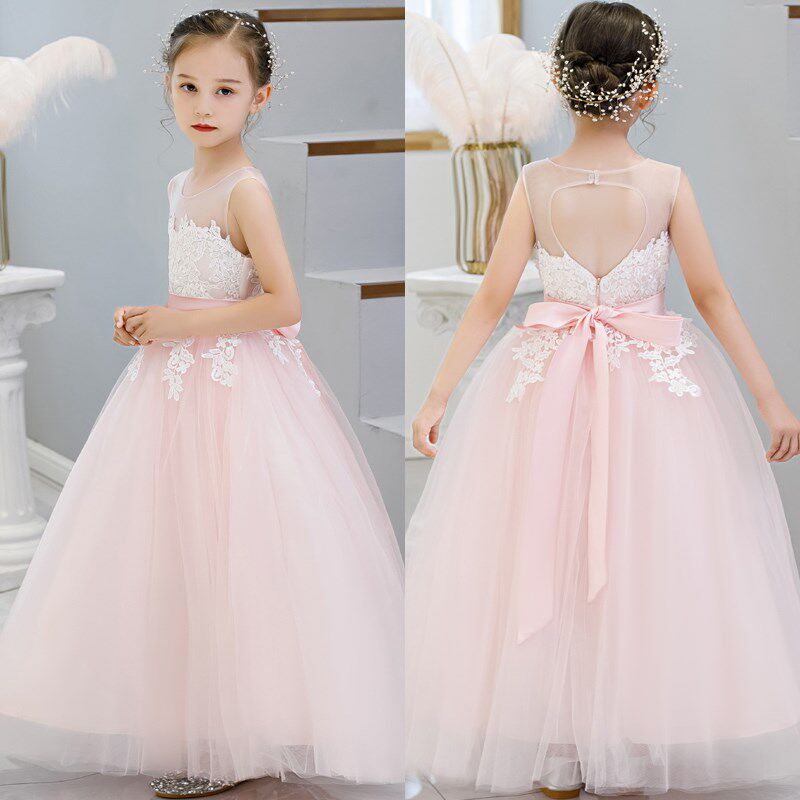 女童小主持人钢琴演出晚礼服花童婚纱蓬蓬裙儿童生日晚宴会公主裙