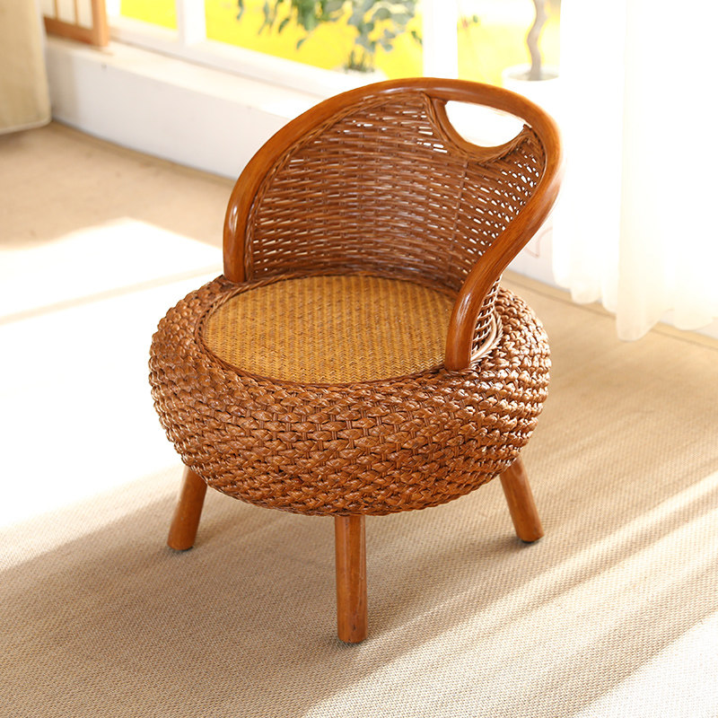 新中式藤编小椅子家用客厅座椅懒人藤椅矮凳实木榻榻米阳台靠背椅,住宅家具,阳台椅,淘宝优惠券,粉丝福利购,淘宝优惠卷