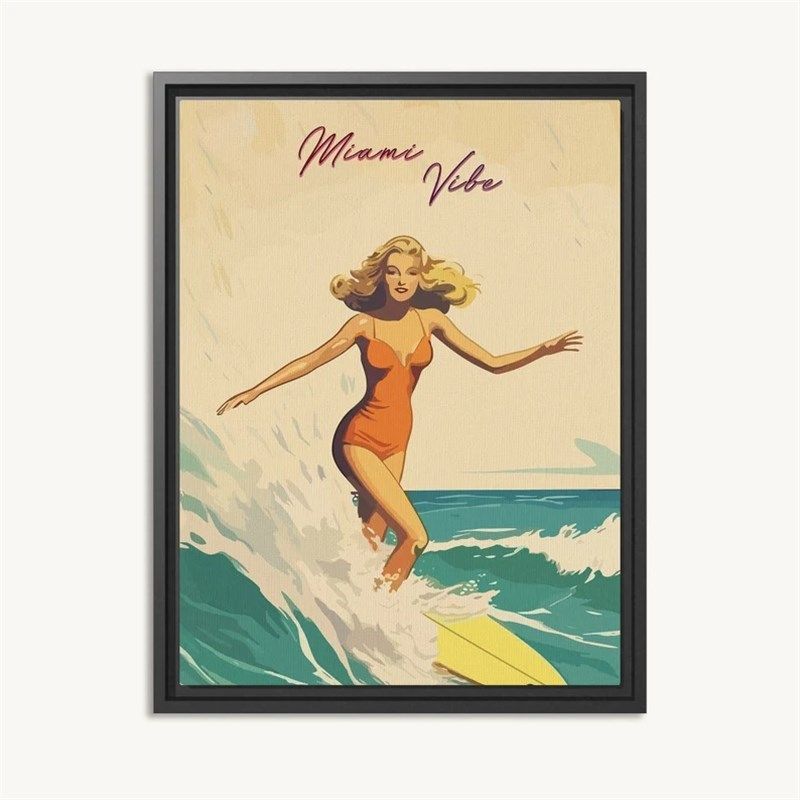 装饰画有框挂画墙壁冲浪复古怀旧英文海报潜水游泳小众轻奢大海