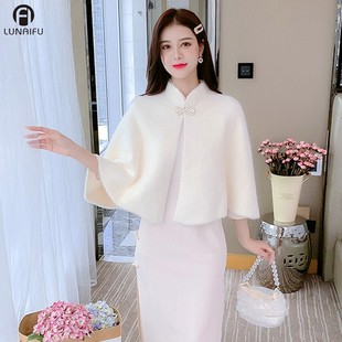 冬季年轻款改良版白色配旗袍的披肩外搭斗篷秋款2021年新款开衫女