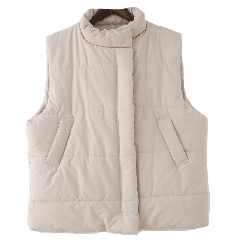 24冬季新款文艺保暖短款棉服加厚背心女宽松夹棉马甲棉衣马夹外套