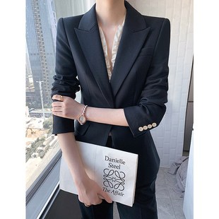 休闲西装套装女高级感职业正装时尚气质英伦风小个子黑色西服外套