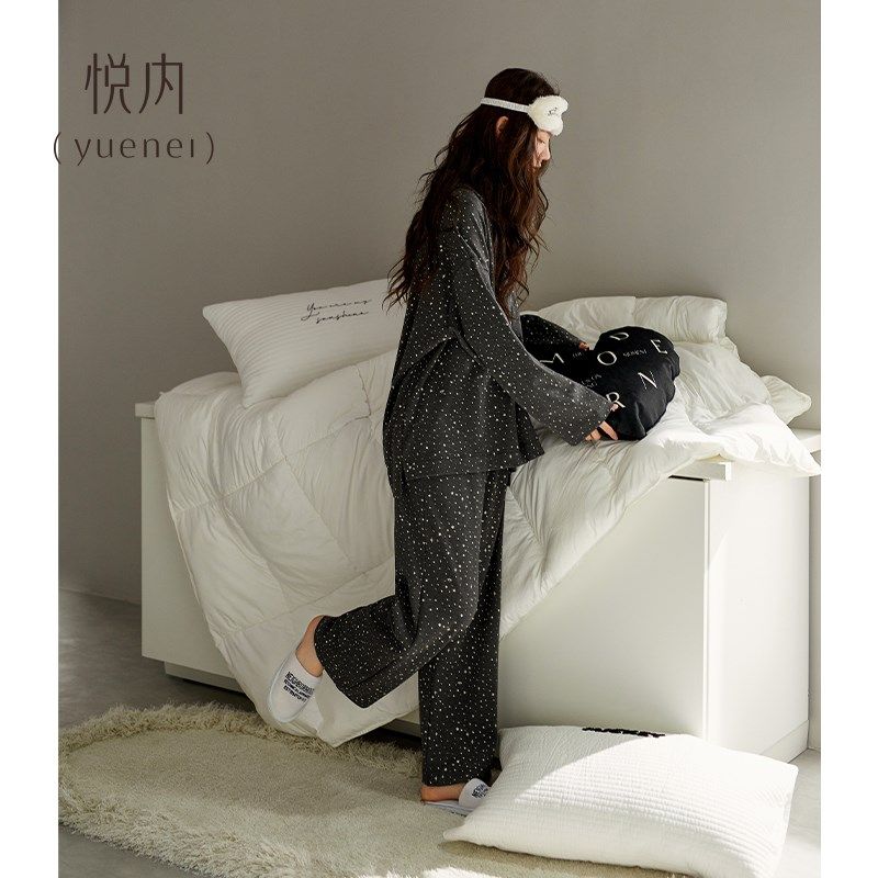 悦内睡衣女春秋款秋季纯棉长袖长裤家居服夏季薄款高档高级感套装,女士内衣/男士内衣/家居服,睡衣/家居服套装,淘宝优惠券,粉丝福利购,淘宝优惠卷