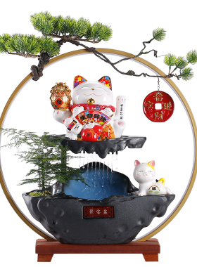 开业送礼物招财猫摆件自动招手前台入户客厅办公室循环流水装饰品