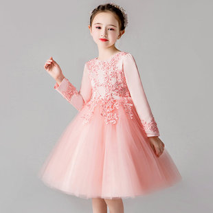 秋冬儿童白色婚纱裙公主裙女童蓬蓬连衣裙加绒加厚表演出礼服裙子