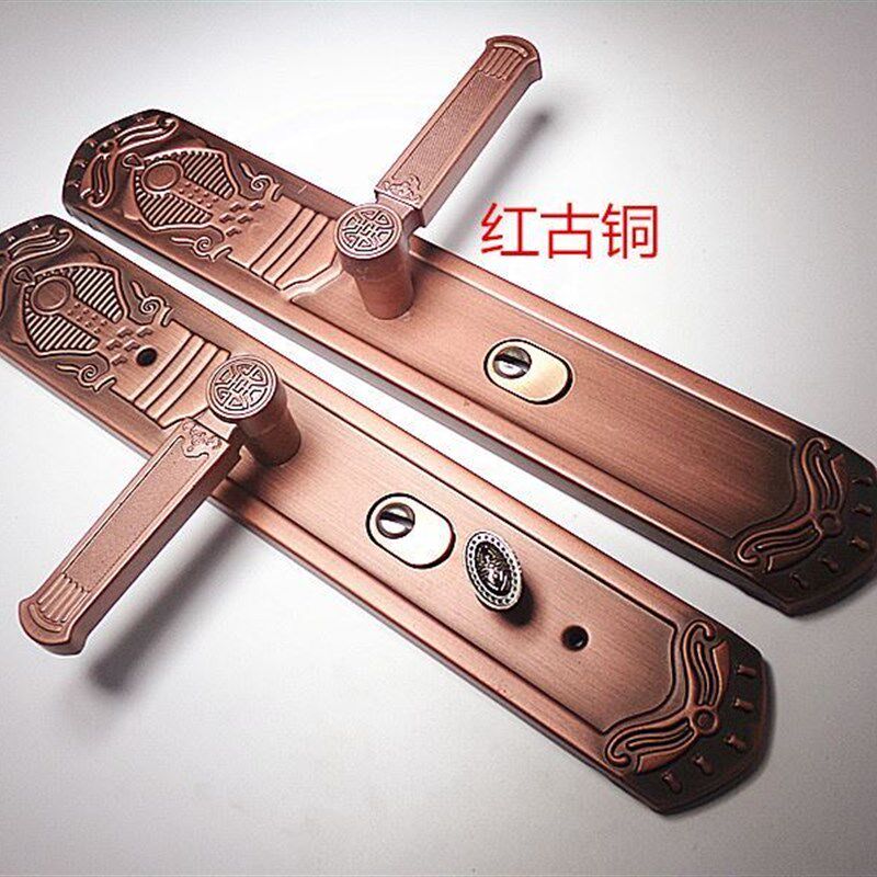 防盗门拉手把手面板黄古铜红古铜铝合金门锁拉手通用尺寸加厚加长