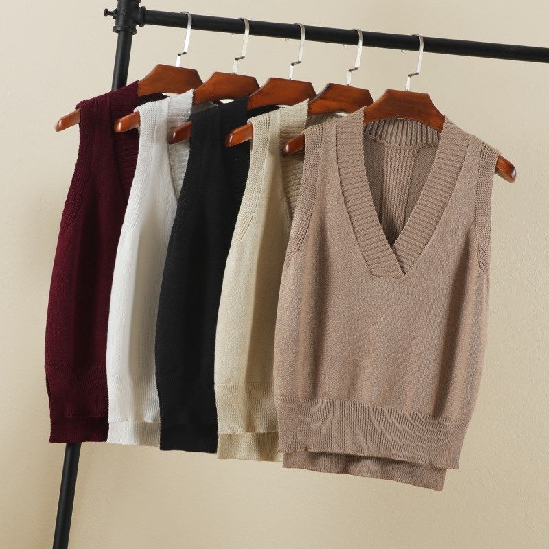 2025春秋马甲女士V领无袖外搭叠穿薄款开叉针织小背心马夹毛衣,女装/女士精品,马夹,淘宝优惠券,粉丝福利购,淘宝优惠卷