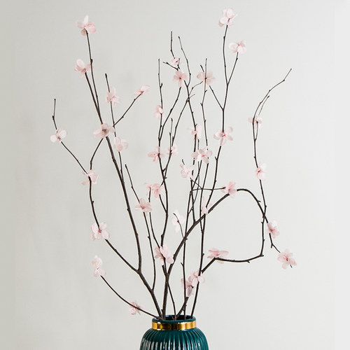 桃花枝摆件干枝真花风干天然树枝树干装饰永久花干花花束客厅摆设