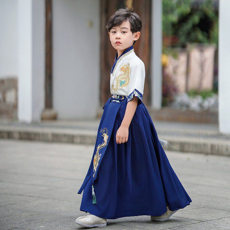 六一男童汉服短袖夏2024新款武侠古风唐装男孩古装儿童演出国学服