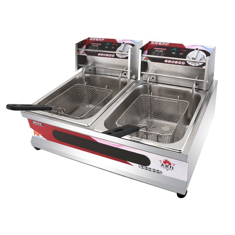 油炸锅商用电炸锅加厚双缸油条炸鸡炸串专用设备新款油炸机电炸炉