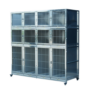 不锈钢狗笼子小中型犬宠物店多层寄养笼繁殖笼加粗封闭三层组合笼