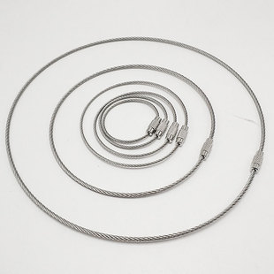 小号特大号个性钢丝绳线圈钥匙扣吊牌环创意不锈钢挂圈螺丝锁匙扣