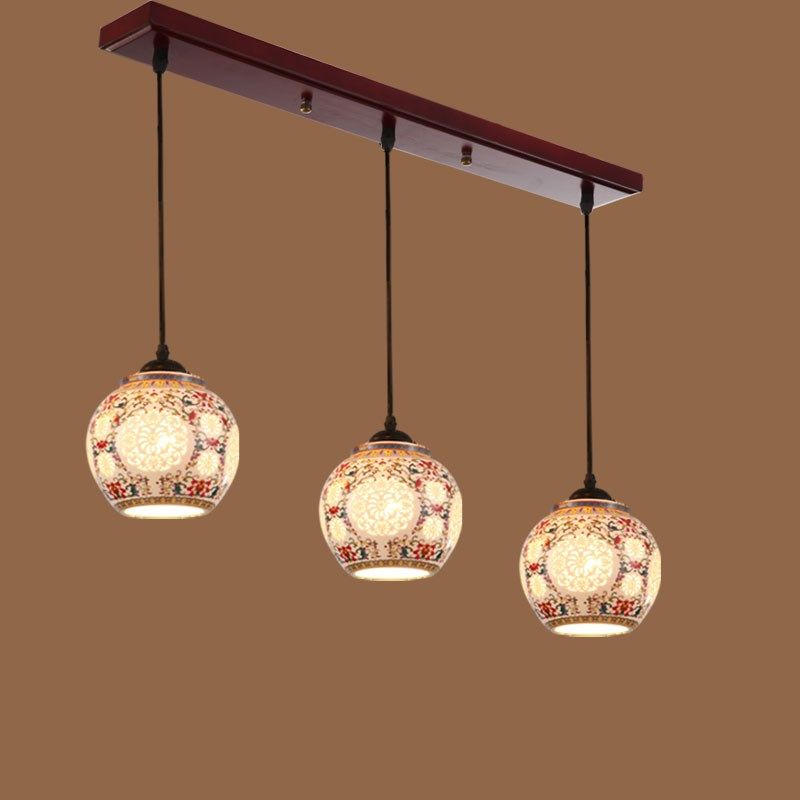 中式餐厅吊灯阳台过道灯园形吊灯景德镇陶瓷灯酒店吧台茶楼吊灯,家装灯饰光源,餐厅吊灯,淘宝优惠券,粉丝福利购,淘宝优惠卷
