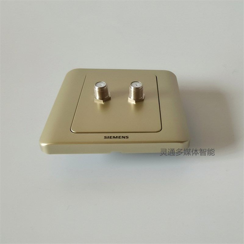 二位有线数字电视插座面板金色双孔螺纹宽频网络连接线2路英制F头,电子/电工,电视插座,淘宝优惠券,粉丝福利购,淘宝优惠卷