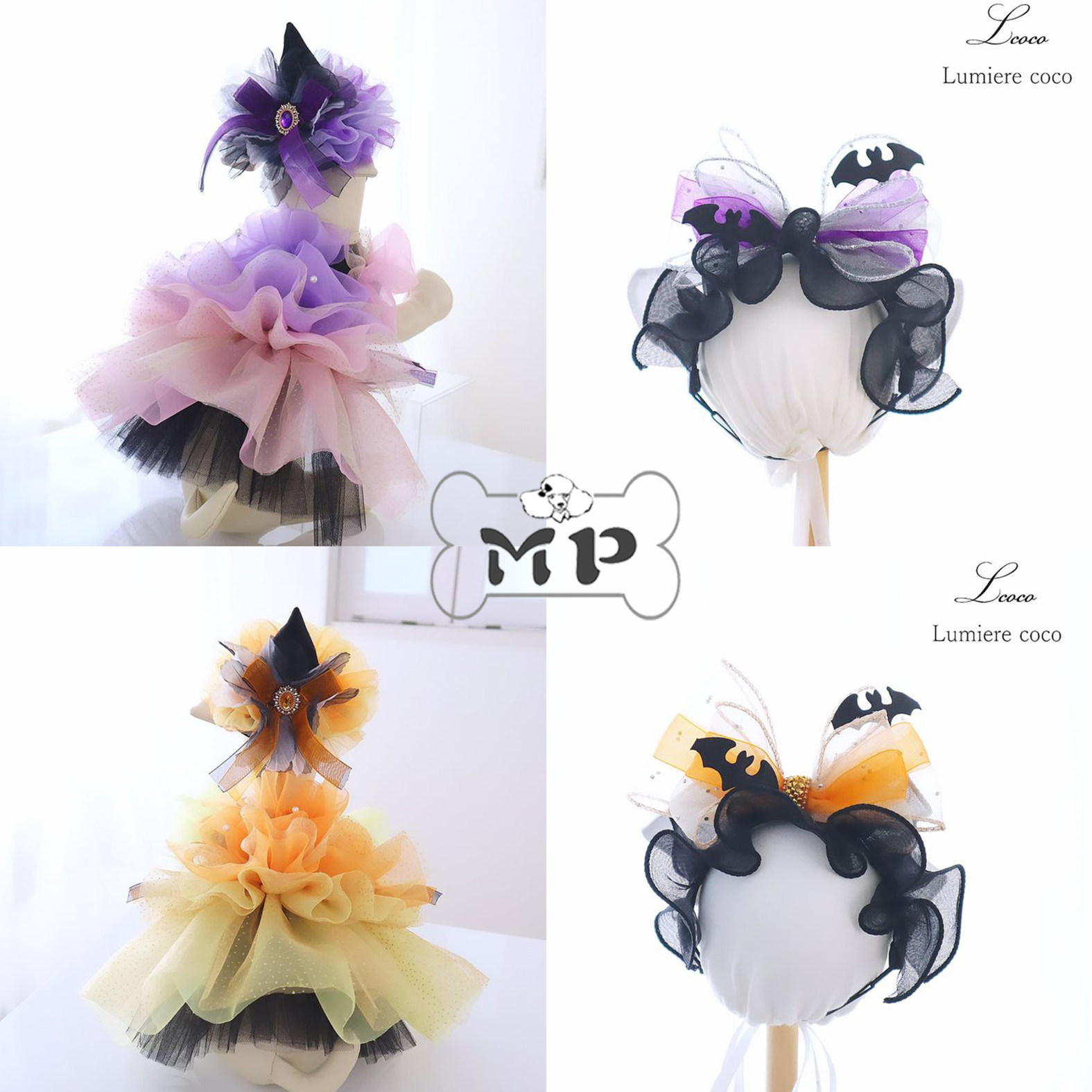 『Memory Pet』日本代购宠物猫狗糖果泡泡袖蓬松欧根纱发箍连衣裙