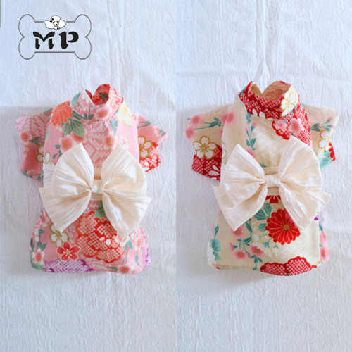 『Memory Pet』日本代购宠物猫狗和风樱花菊花浴袍上衣节日和服
