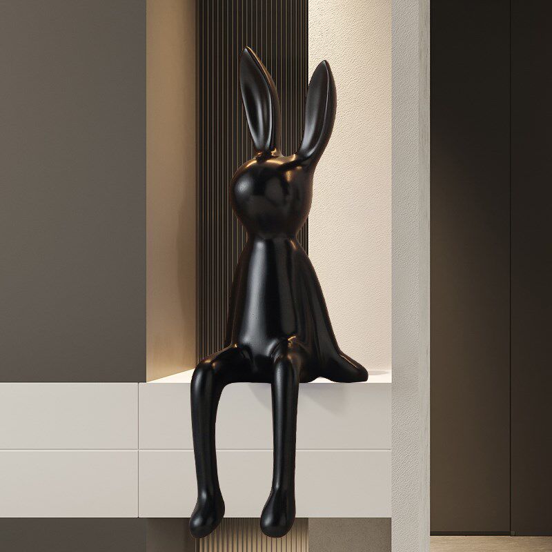 意式极简电视柜台面壁龛摆件长耳兔坐姿客厅玄关装饰品高级感小众