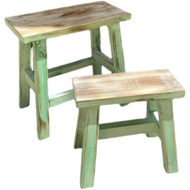 美式乡村实木复古做旧矮餐凳子时尚创意个性花凳花架实木茶几板凳