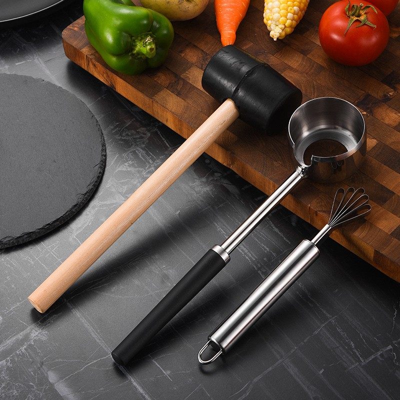 不锈钢开椰器套装椰丝刨子木柄胶锤椰青嫩椰子开口工具三件套,厨房/烹饪用具,水果分割器,淘宝优惠券,粉丝福利购,淘宝优惠卷