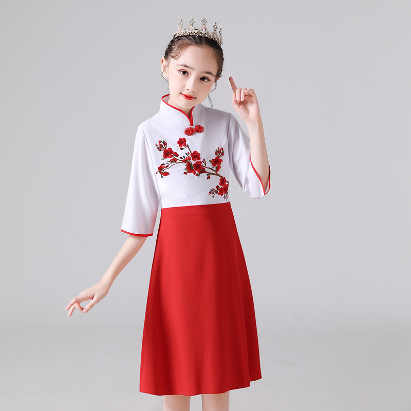 六一儿童女童公主裙演出服中小学生合唱服主持人礼服朗诵表演服装