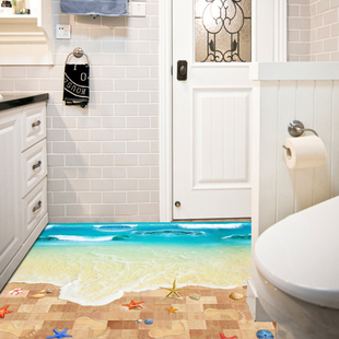 3D立体地贴墙贴卫生间浴室门口地面防水耐磨贴地板儿童房装饰贴画