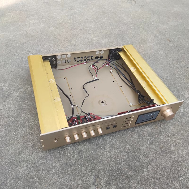 带前级调音板带话筒口混音铝面板功放机箱两侧散热机箱 DIY空箱