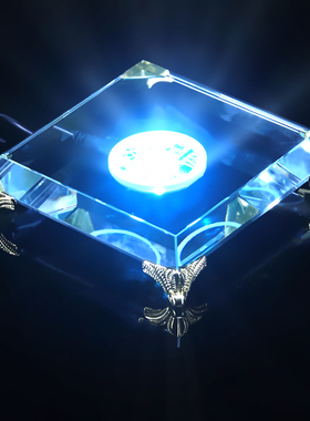 发光底座水晶托底插电家用LED七彩变色黄光佛像灯光水晶摆件托盘