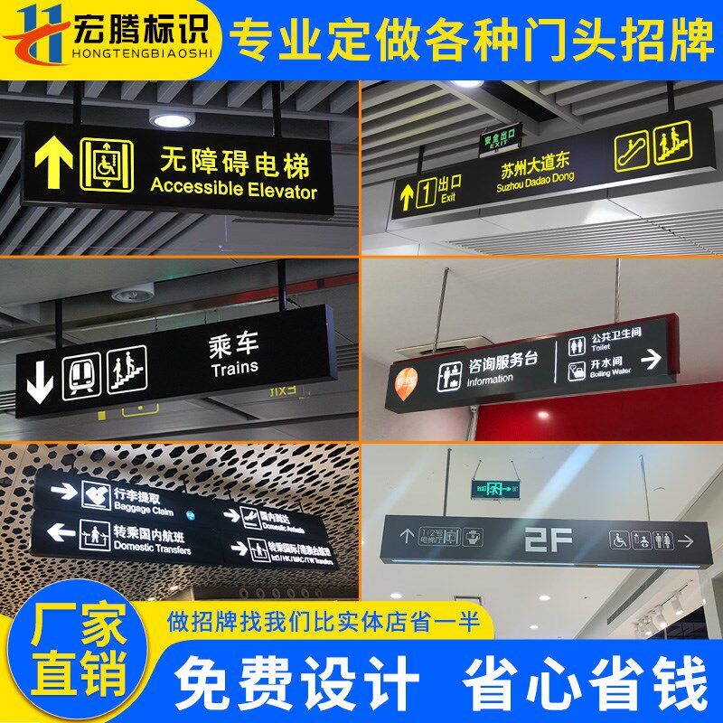 吊牌灯箱指示牌商场地下车库停车场医院超市双面悬挂发光镂空灯箱