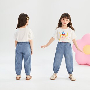 宝宝束脚防蚊裤 薄款 小童纯棉长裤 外穿儿童裤 女童牛仔裤 子夏款 夏季