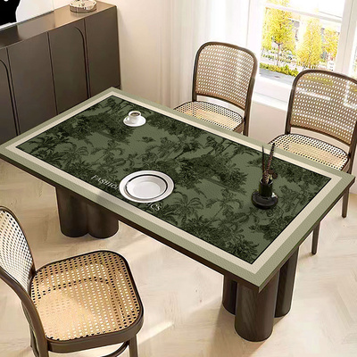 西曼系列轻奢防水防油免洗餐桌垫复古方形可裁剪耐脏桌布茶几垫