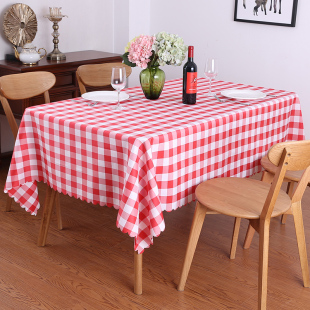 定做家用餐厅桌布布艺长方形地摊布格子台布订做圆桌饭店餐桌布