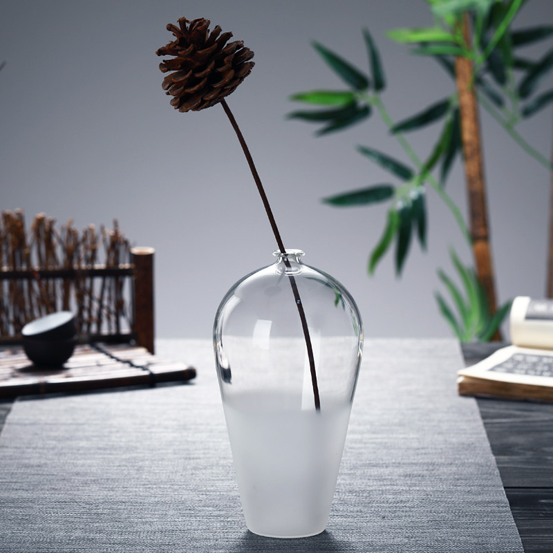 玻璃花插中式禅意花器客厅装饰摆件干花茶道零配梅瓶仿宋直颈瓶,家居饰品,花瓶,淘宝优惠券,粉丝福利购,淘宝优惠卷