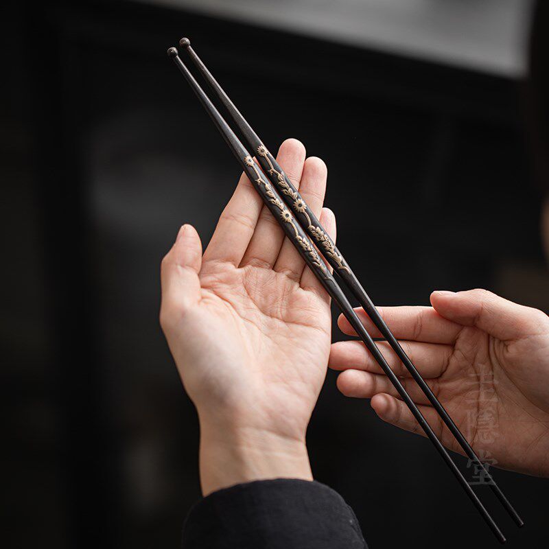 圭隐堂复古铜制火箸家用围炉煮茶配件碳筷夹碳器手工铜筷茶道零配