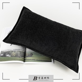 为你写诗侘寂双面黑色雪尼尔抱枕北欧靠包民宿沙发靠垫样板间