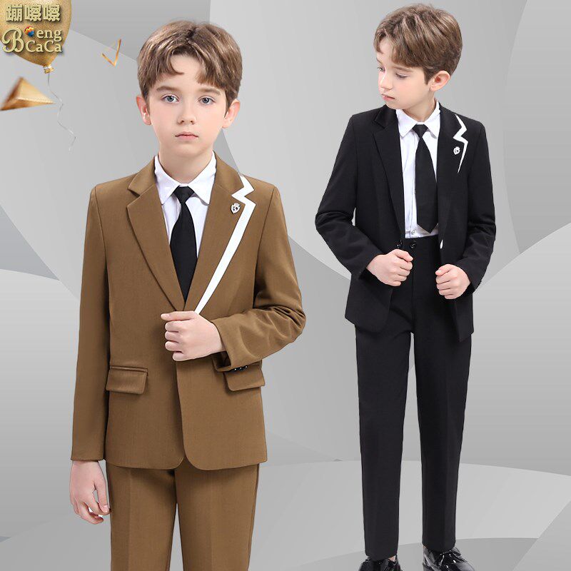 中大童礼服男孩唱歌钢琴演出西装套装儿童主持人模特表演马甲西服