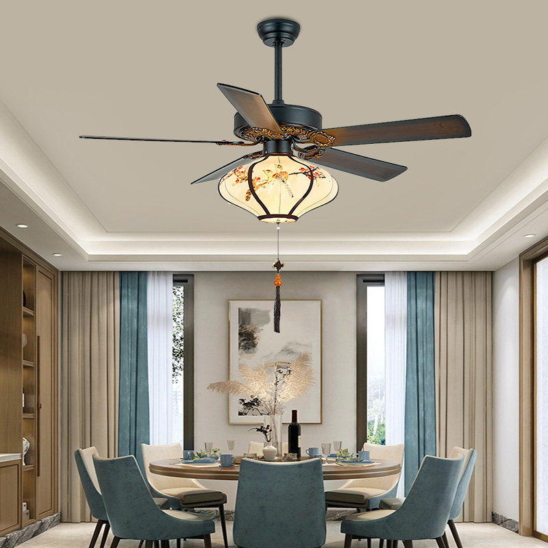 新中式民宿酒店餐厅风扇灯吊扇灯禅意茶楼火锅店面馆木叶电扇吊灯,家装灯饰光源,餐厅吊灯,淘宝优惠券,粉丝福利购,淘宝优惠卷