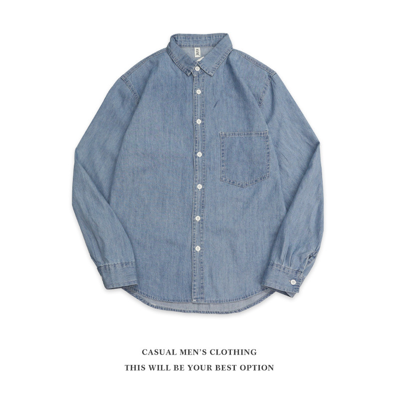 水洗棉长袖牛仔衬衫男内搭春夏季复古做旧薄款外套情侣衬衣男女装,男装,衬衫,淘宝优惠券,粉丝福利购,淘宝优惠卷